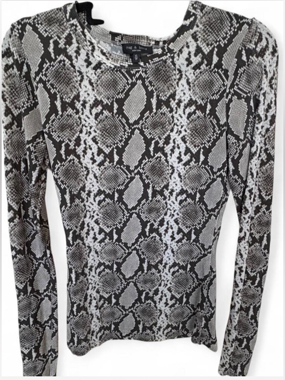 rag & bone Gray and Black Snake-Print Long Sleeve Tee